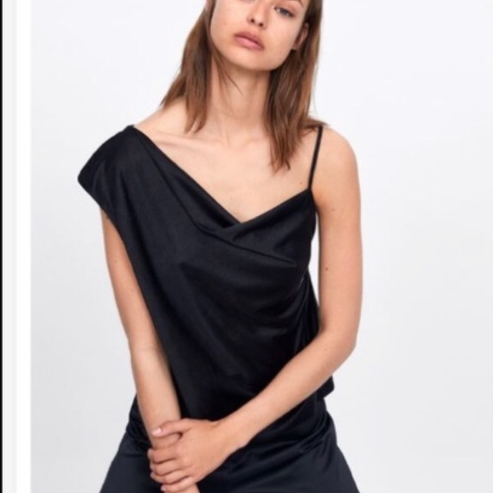 Zara  Satin Look Asymmetrical Cami  Top